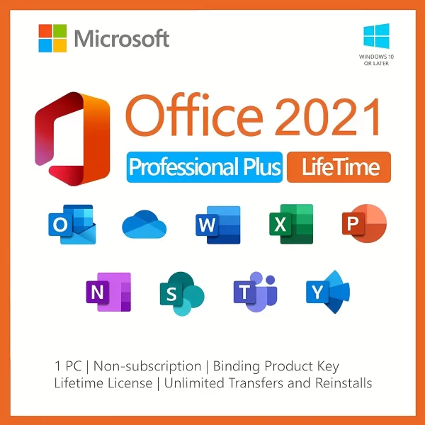 Microsoft Office Professional Plus 2021 Product Key For 1 PC, Lifetime